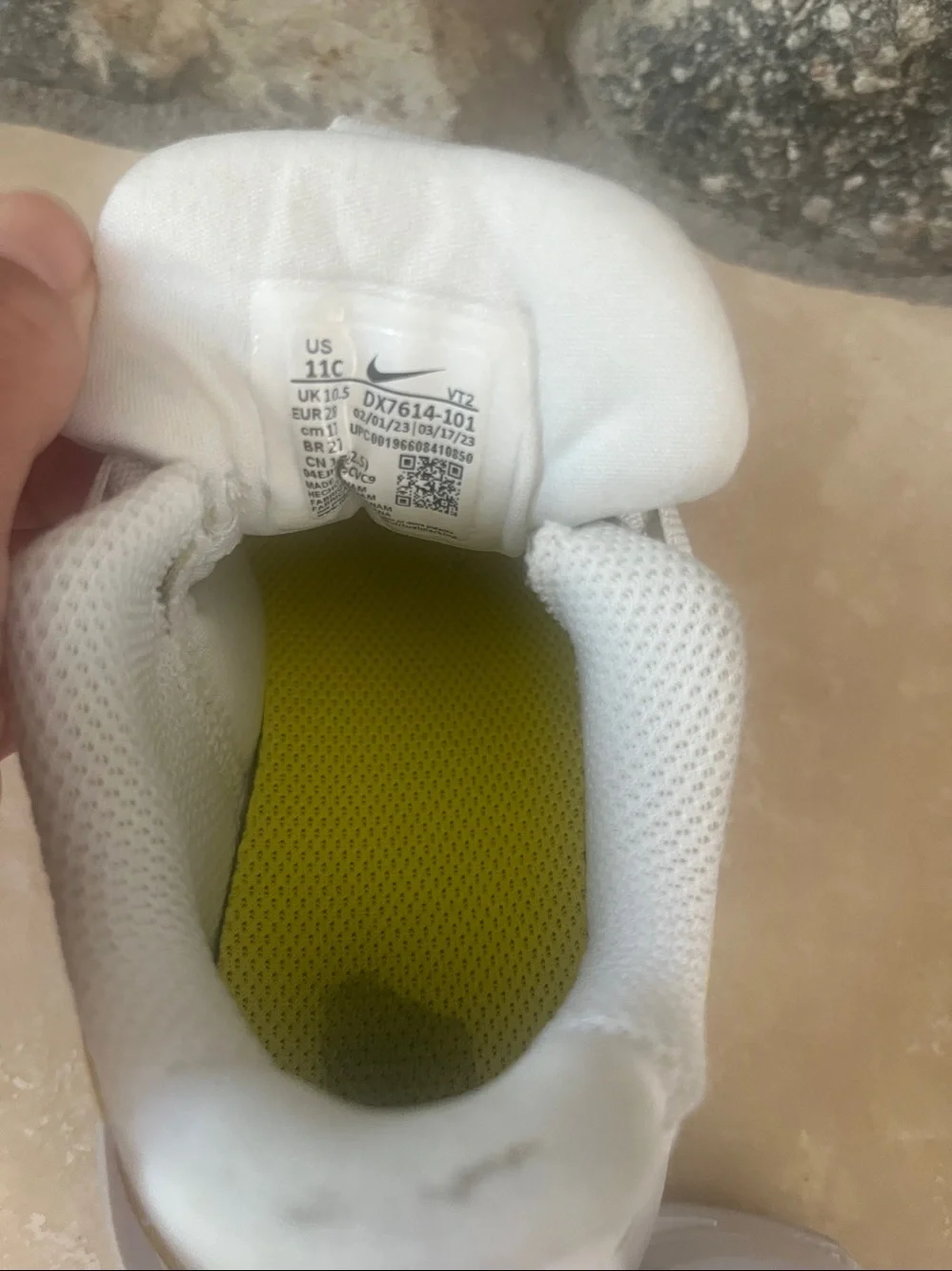 Nike Kids White and Yellow Pull on Sneakers